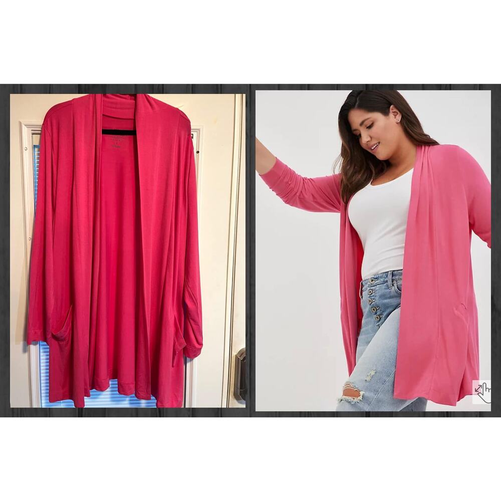 Torrid 2 (2X 18/20) Pink Open Front Super Soft Long Sleeve Cardigan w/Pockets